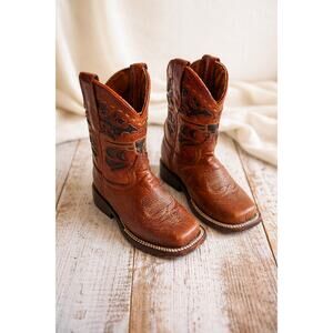 Vaccari Toddler Cowboy Boots Size 8.5 Brown Western Leather